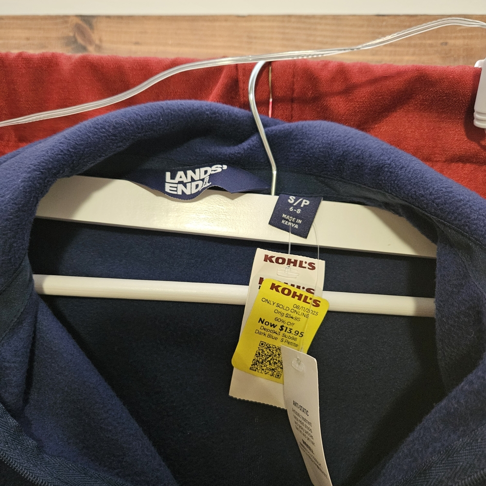 Lands End Navy Blue Quarter-Zip Pullover - Picture 2 of 4